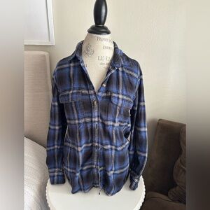 American Eagle Blue Black Plaid Flannel shirt Smalll s